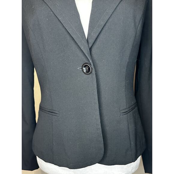 A Byer Women’s Sz M Single Button Solid Black Blazer Career Casual Preppy - Picture 2 of 16